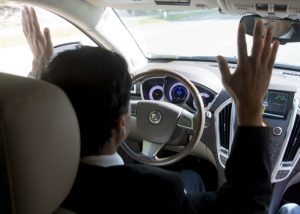 Inside an autonomous vehicle. Image provided by PennDOT.