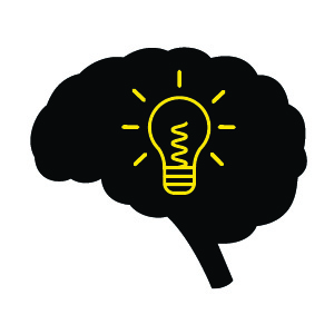 Cognitive Distraction icon — light bulb in brain 