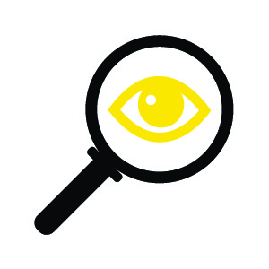 Visual Distraction icon — eye in magnifying glass